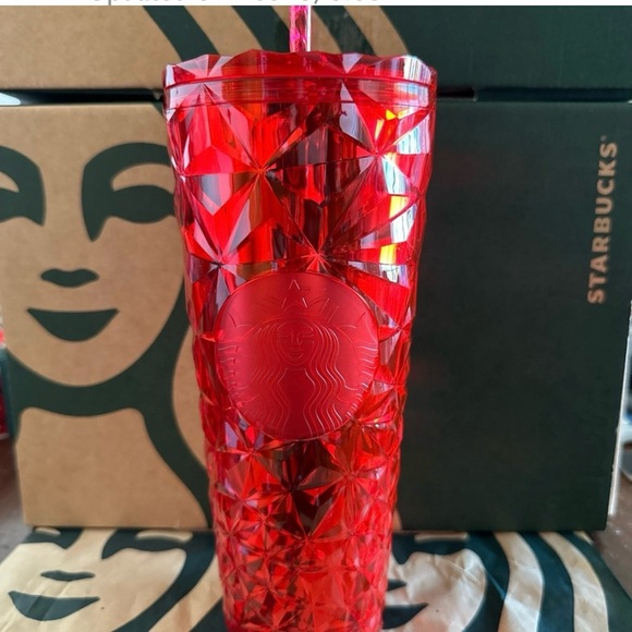 NEW- Starbucks Red Diamond Prism Crystal Venti 24oz Tumbler - Picture 4 of 8